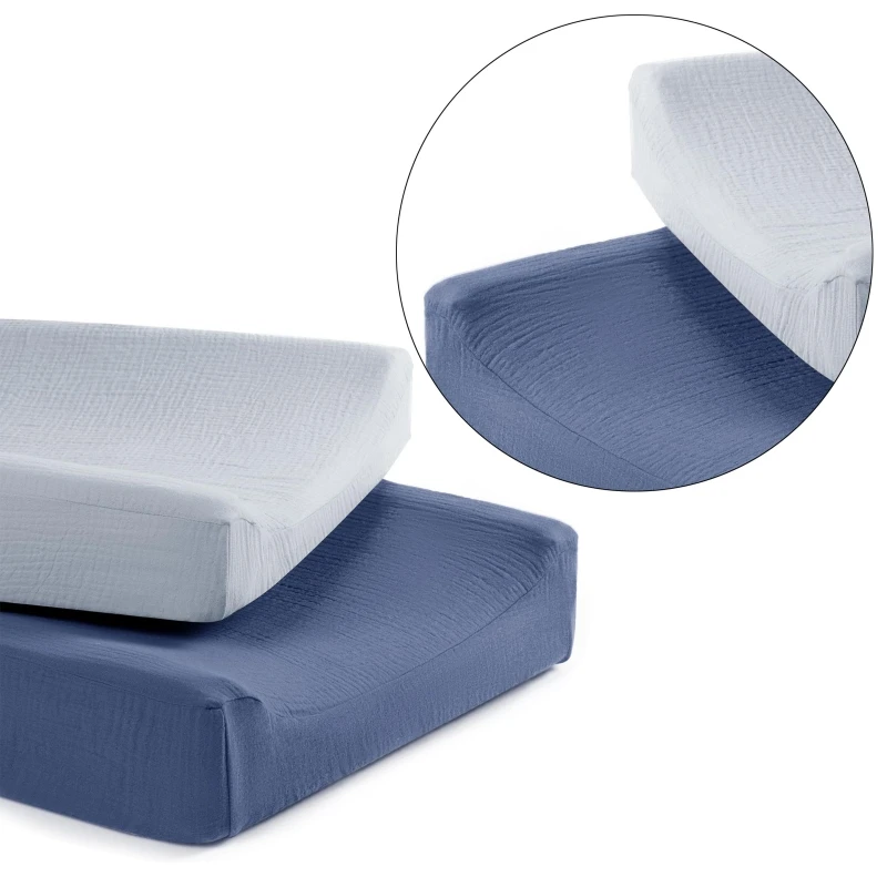 Housse matelas à langer pour bébé, 2 pièces, housse réutilisable, douce respirante, coussins, draps