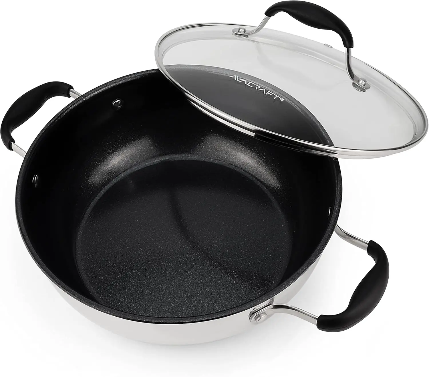 

Повседневная сковорода с антипригарным покрытием, керамическое покрытие, конструкция из нержавеющей стали, индукционная варочная панель, безопасная для посудомоечной машины.