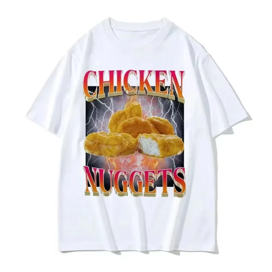 Funny Chicken Nuggets Vintage Style Meme Graphic T-shirt Women Hip Hop Gothic T Shirt Comfort T-shirts Graphic T Shirts Harajuku