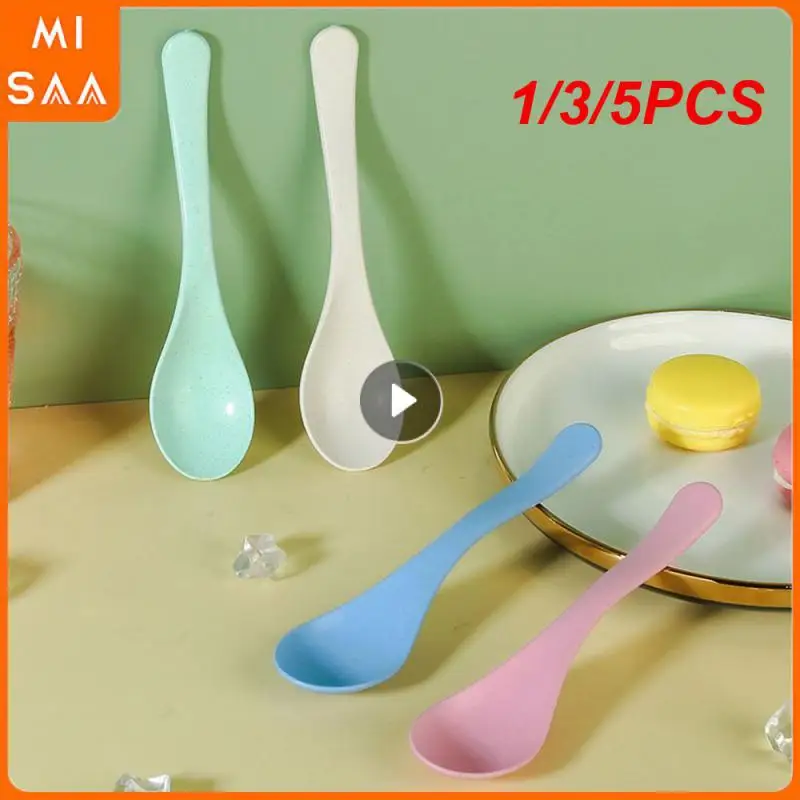 1/3/5PCS Rice Paste Spoon Ice Cream Wheat Straw 16.5*3.9cm 12g Kitchen Tools Kitchen Accessories Dessert Child Durable