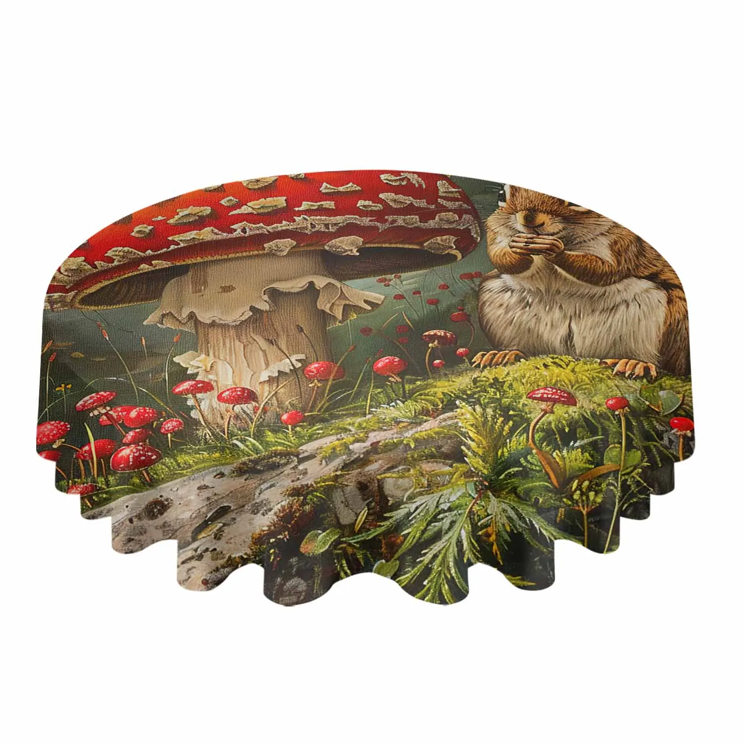 Autumn Forest Mushroom Squirrel Waterproof Tablecloth Wedding Holiday Table Cloth Dining Table Cover Tea Table Cloth