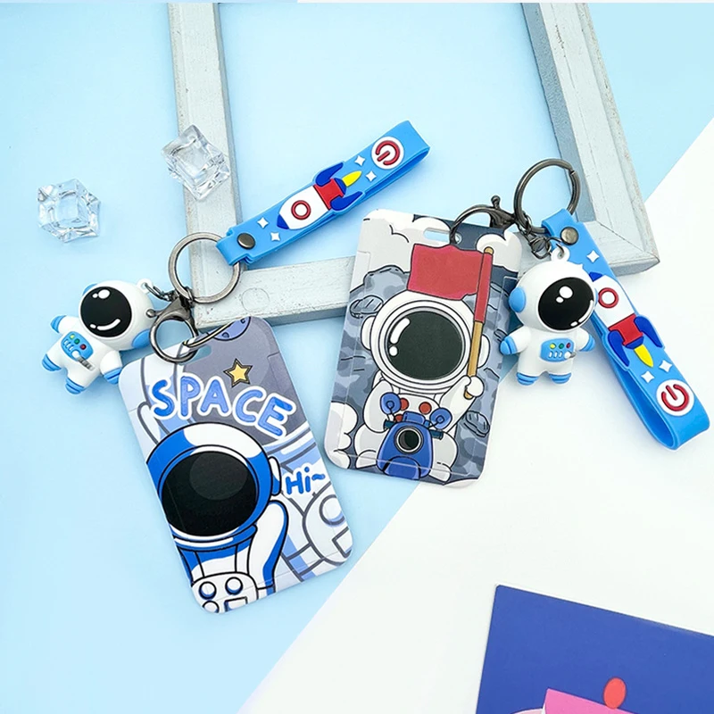 Astronaut Credential Badge Holder Keychain With Pendant Boys Cool Space Subway Door Card Holders Hand Strap ID Cards Holder