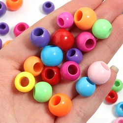 50Pcs/Lot Acrylic Beads Color Multi-specification Large Hole Round Loose Beads Diy Candy Color Bracelet Necklace Accessories