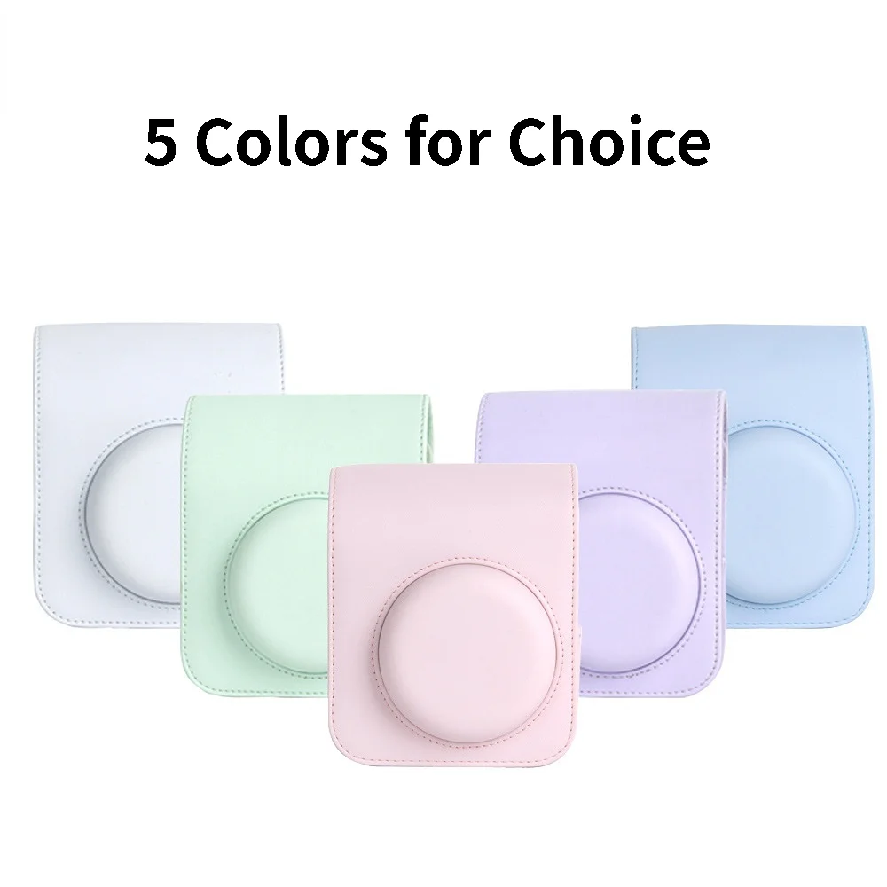 7-in-1 Camera Bag for Fujifilm Instax Mini 12 PU Case 64 Pockets Photo Album Colorful Photo Frame Selfie Mirror Lens Filters