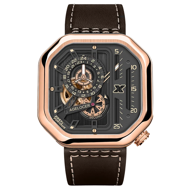 Fast and Furious Official Co-branded AGELOCER Original Racing Watch Gold Watch Men Mechanical Watches Birthday Gift for Men