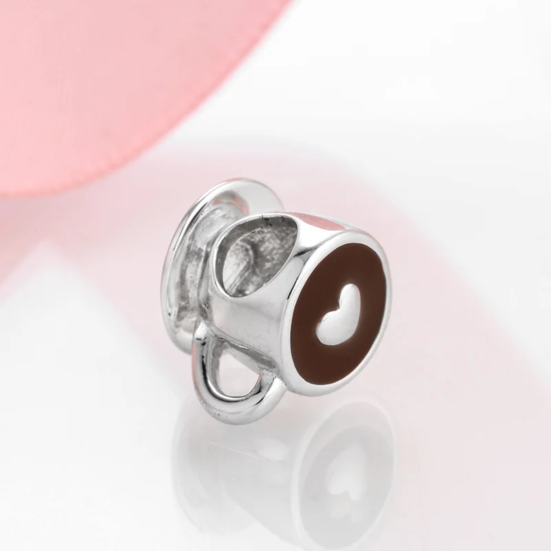 New Fashion 925 Sterling Silver Love Free time Heart Coffee Cup Beads Fits Original JIUHAO Charms Bracelet Bangles DIY Jewelry