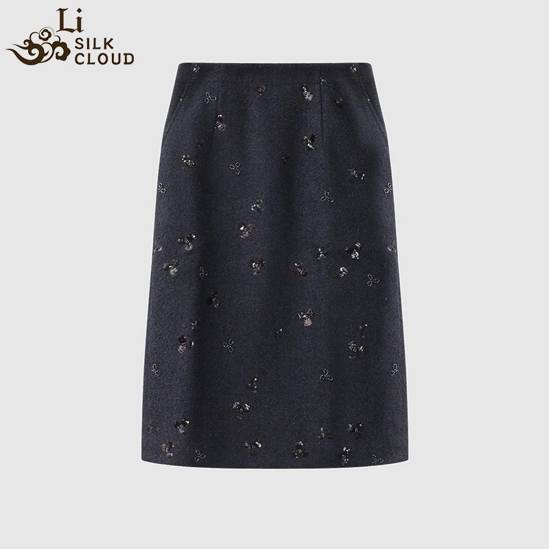 LI SILK CLOUD Women's Chinese Style Xiangyunsha Mian Skirt - Mulberry Silk, Retro Prints, Traditional Hanfu-Inspired Half Skirt