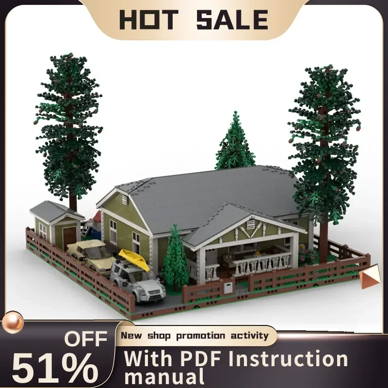 

Новинка, 5235 шт., город, хит продаж, вид на улицу, Moc, модульная Ranch, модель Bungalow, головоломка на заказ, сделай сам, креативные идеи, детская игрушка, подарок на день рождения