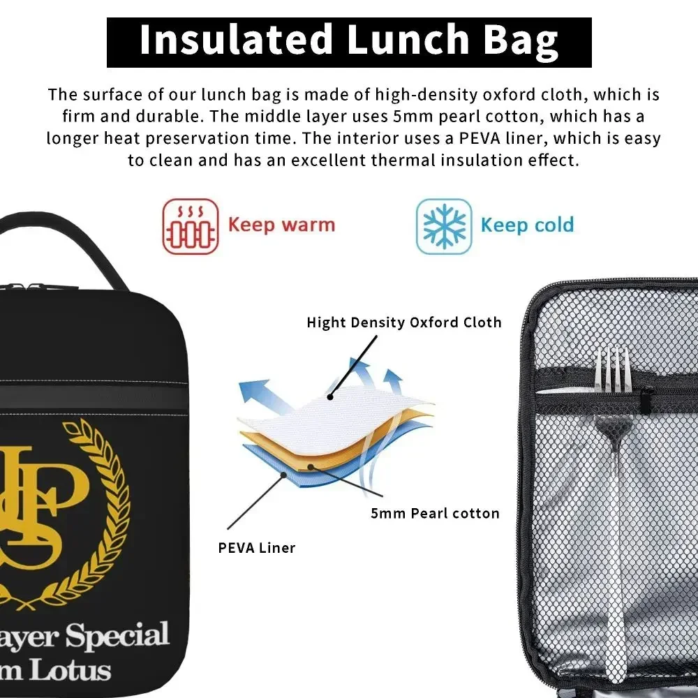 Custom John Player Special Lunch Boxes for Women Waterproof JPS Team Cooler Thermal Food Insulated Lunch Bag Kid School Children
