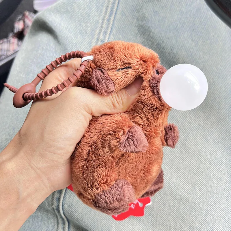 

Cartoon Cute Squeeze Spit Bubble Capybara Plush Doll Keychain Pendant Creative Fun Kids Decompress Toys Pinch Music Fidget Toys