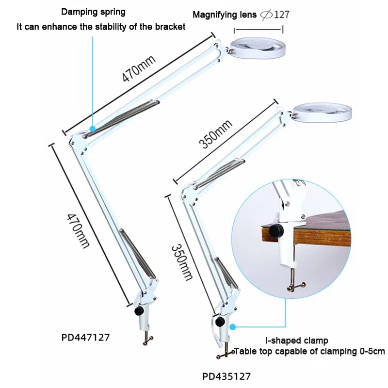 Flexible Clamp-on Table Lamp with 10x 20x Magnifier Glass Swing Arm Dimmable Illuminated Magnifier  HD 48 LED lamps Maintenance