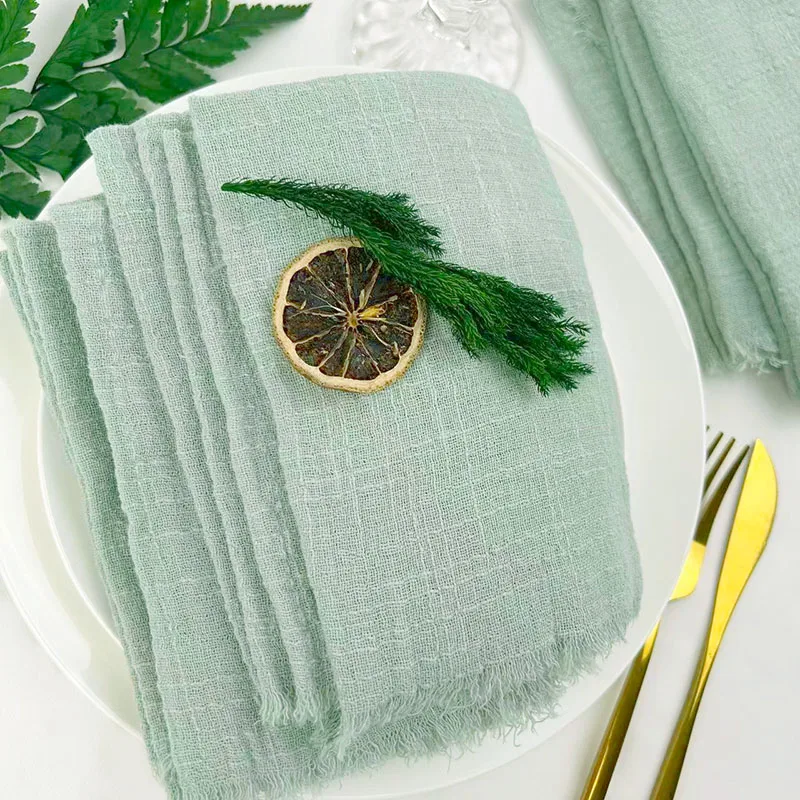 

10PCS Cloth Napkins Cotton Gauze Retro Burr Rustic Kitchen Towel Dining Place Mats Wedding Party Dinner Napkin Table Decoration