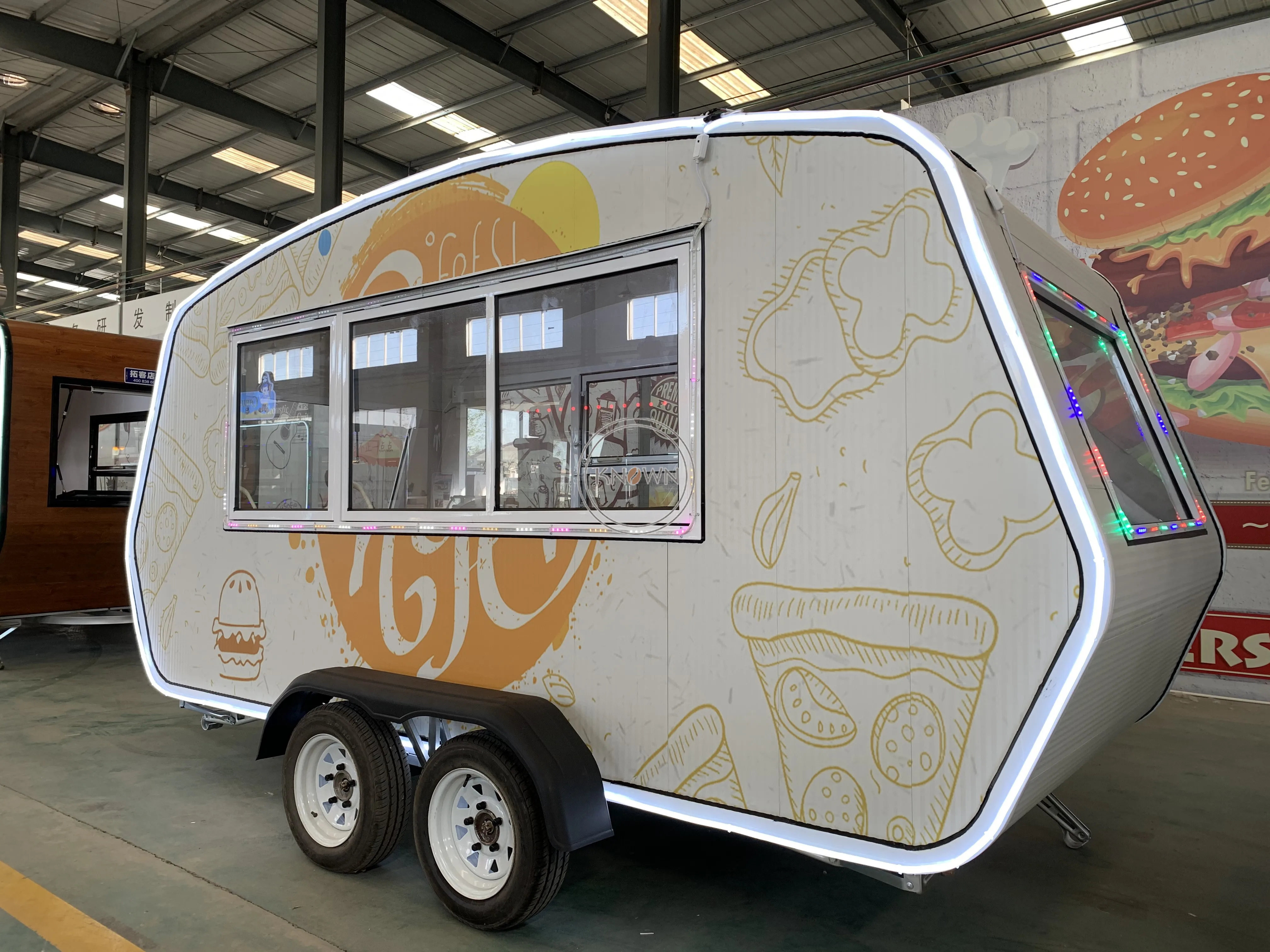 Remolque de comida estándar europeo con carrito de comida móvil rápido CE DOT para venta, furgoneta Expendedora de Catering Comercial de EE. UU.