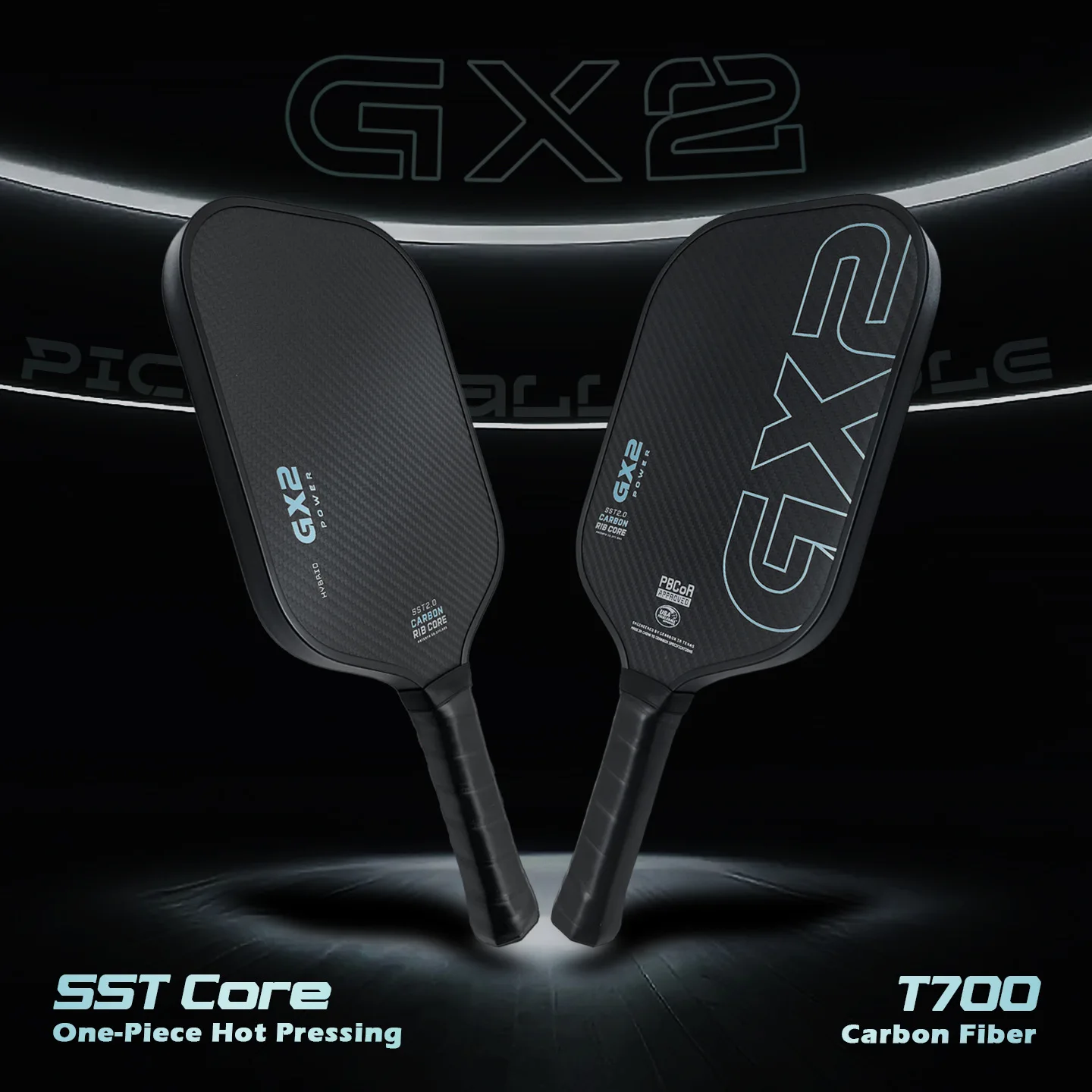 gx2-リブコア-ピックルボールラケット、t700カーボンファイバー表面、フォームコア、軽量でコントロール性に優れたラケット