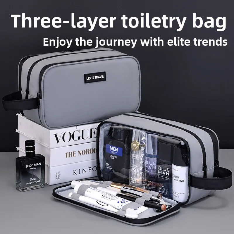 Latest Elite Series Three layer Large Capacity Men's Toilet Bag Travel Portable Premium Makeup Storage Bag WJ40