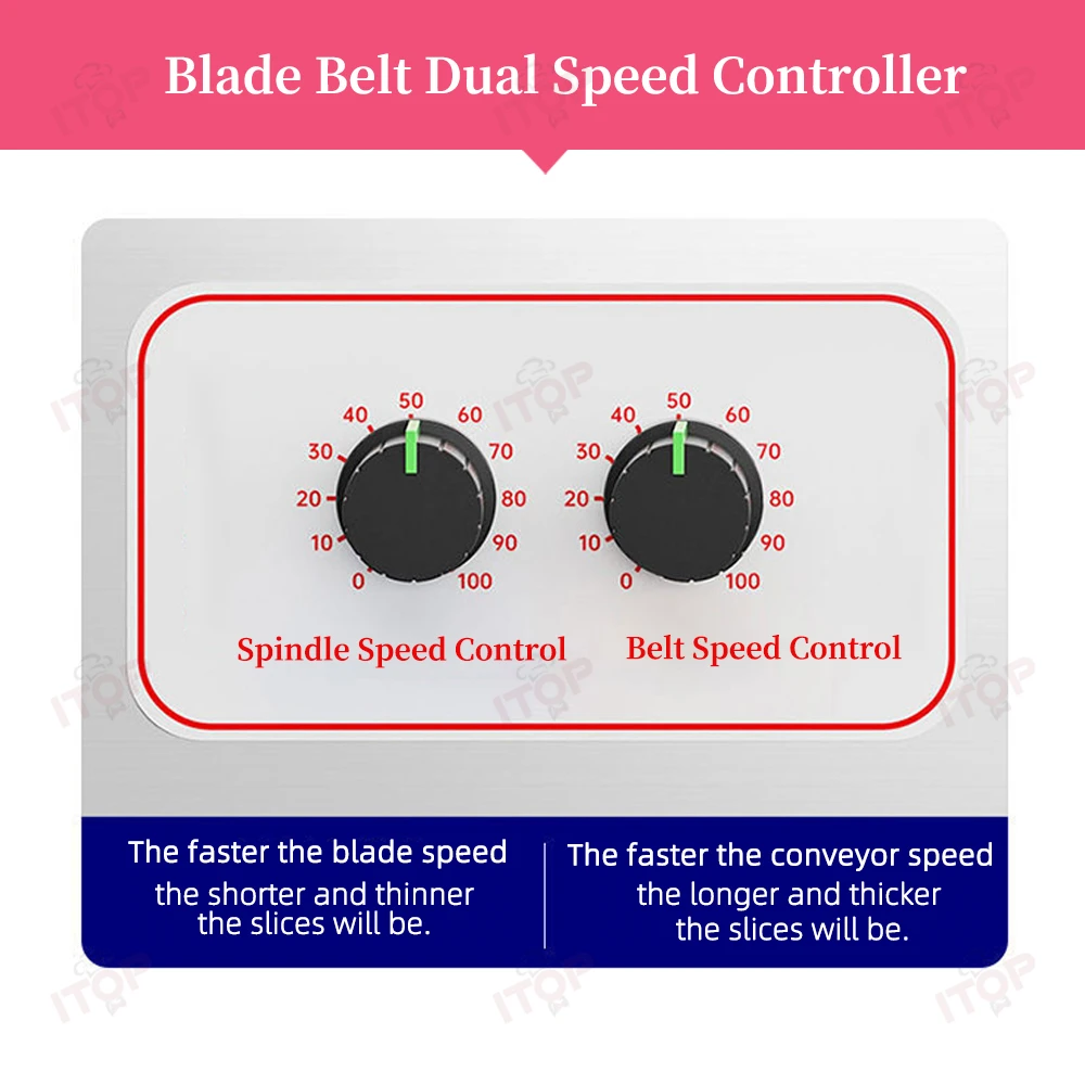 ITOP VC-C02 Овощерезка Коммерческая машина для резки овощей Лезвие и ремень Контроллер двойной скорости Конвейерная лента шириной 7 см