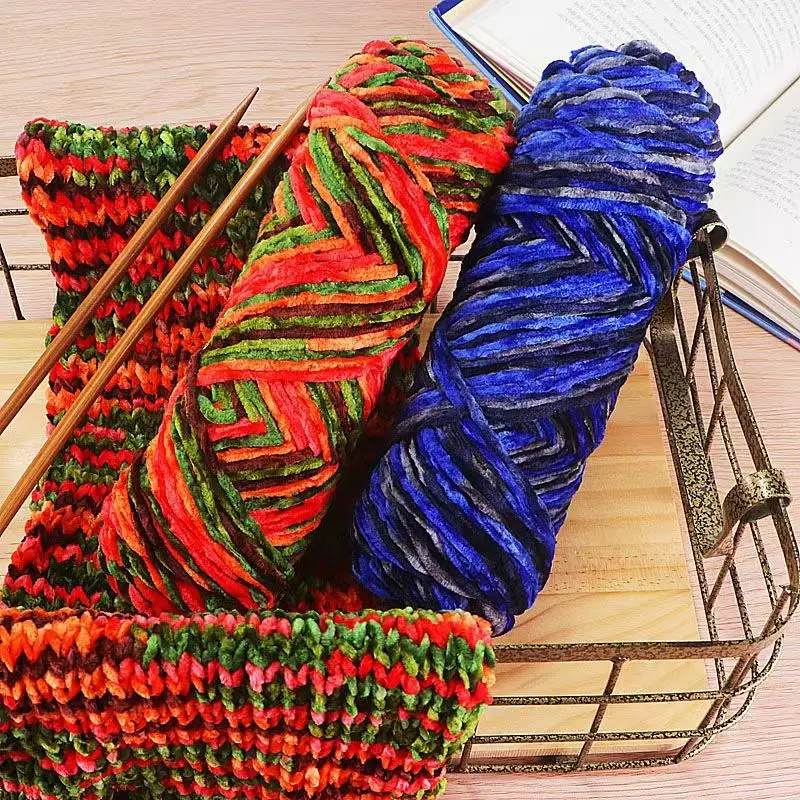 

100g Chenille Gold Velvet YarnSoft Warm Scarf Line Hand Woven Yarn Hand-knitted Crochet Thread Clothing Hat Sewing Accessories