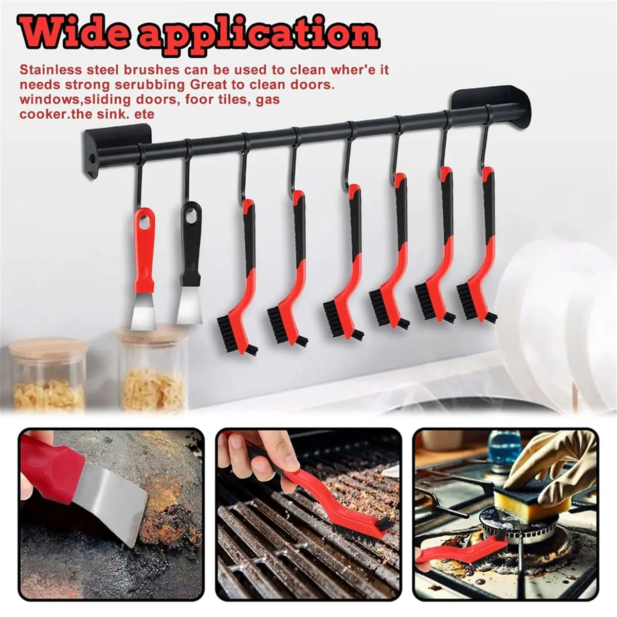 Nylon Brushes,6Pcs Non-Scratch Nylon Cleaning Brushes with Head and Two Small Shovels Car Detailing Brush Set for Daily