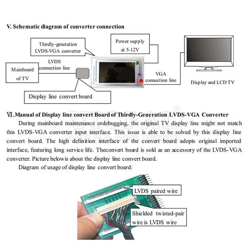 Original 6 Generation TV160 Mainboard Converter 4.3 Inch Display Screen for Repair LCD TV Test Tools LVDS to VGA Converter