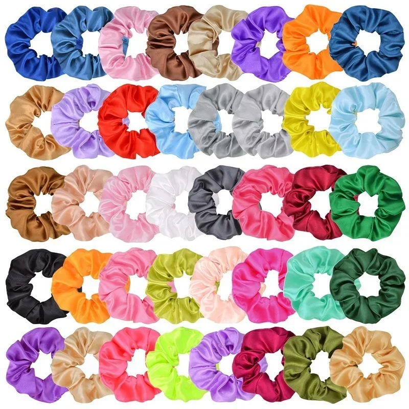 3.9 Inch Women Silk Scrunchie Elastic Handmade Multicolor  Hair Band Ponytail Holder Headband Hair Accessories