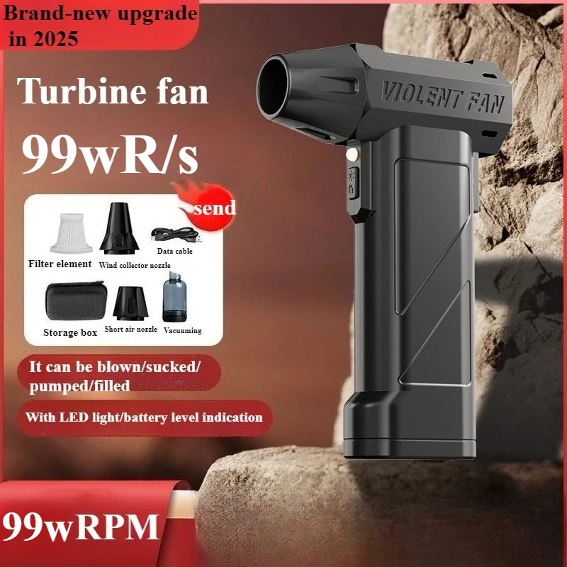 

Handheld violent small fan, 990,000 RPM brushless motor, super strong duct, storm turbine fan, car wash, water blowing, househol