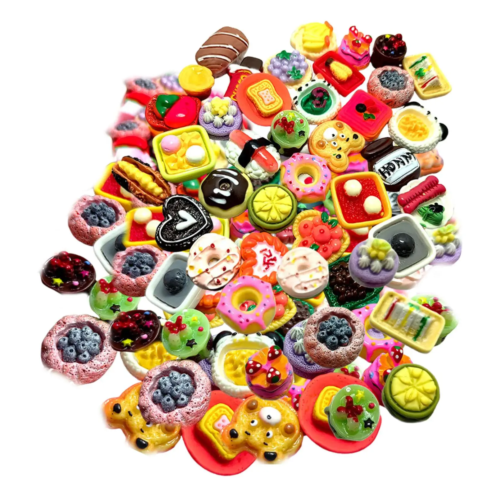 100x ミニチュア食品おもちゃキッチンクッキングゲームおもちゃ、ロールプレイリアルな DIY ごっこ遊びキッチンおもちゃ縫製スクラップブッキング用