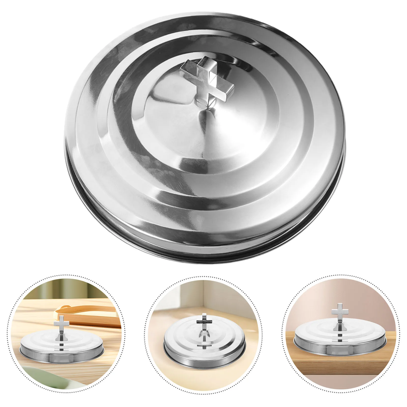 

Stainless Steel Communion Cup Lid Metal Religious Tray Cover Elegant For Church Ceremony Replace Large Round Cover For