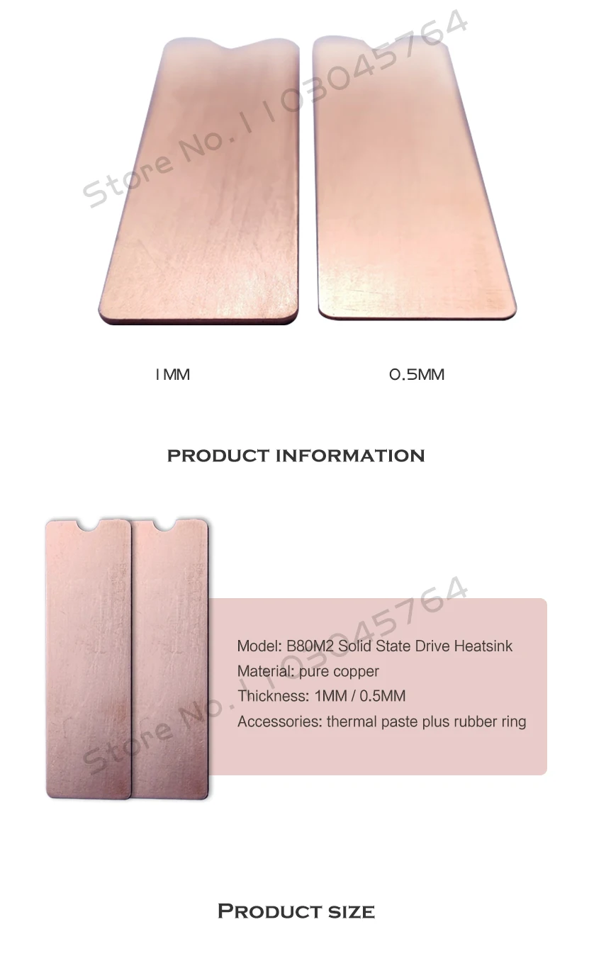 PC M.2 SSD-Kühlkörper NVME NGFF M2 2280 Solid State Disk Kühlkörper aus reinem Kupfer B80 dünner Kühler für Desktop/Notebook – Detail 2