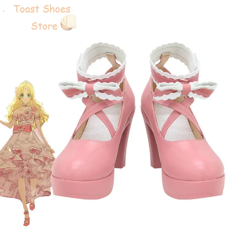 Anime Who Made Me A Princess Siya Cosplay Shoes Cute Pink PU Leather Shoes Halloween Carnival Boots Prop Costume Prop