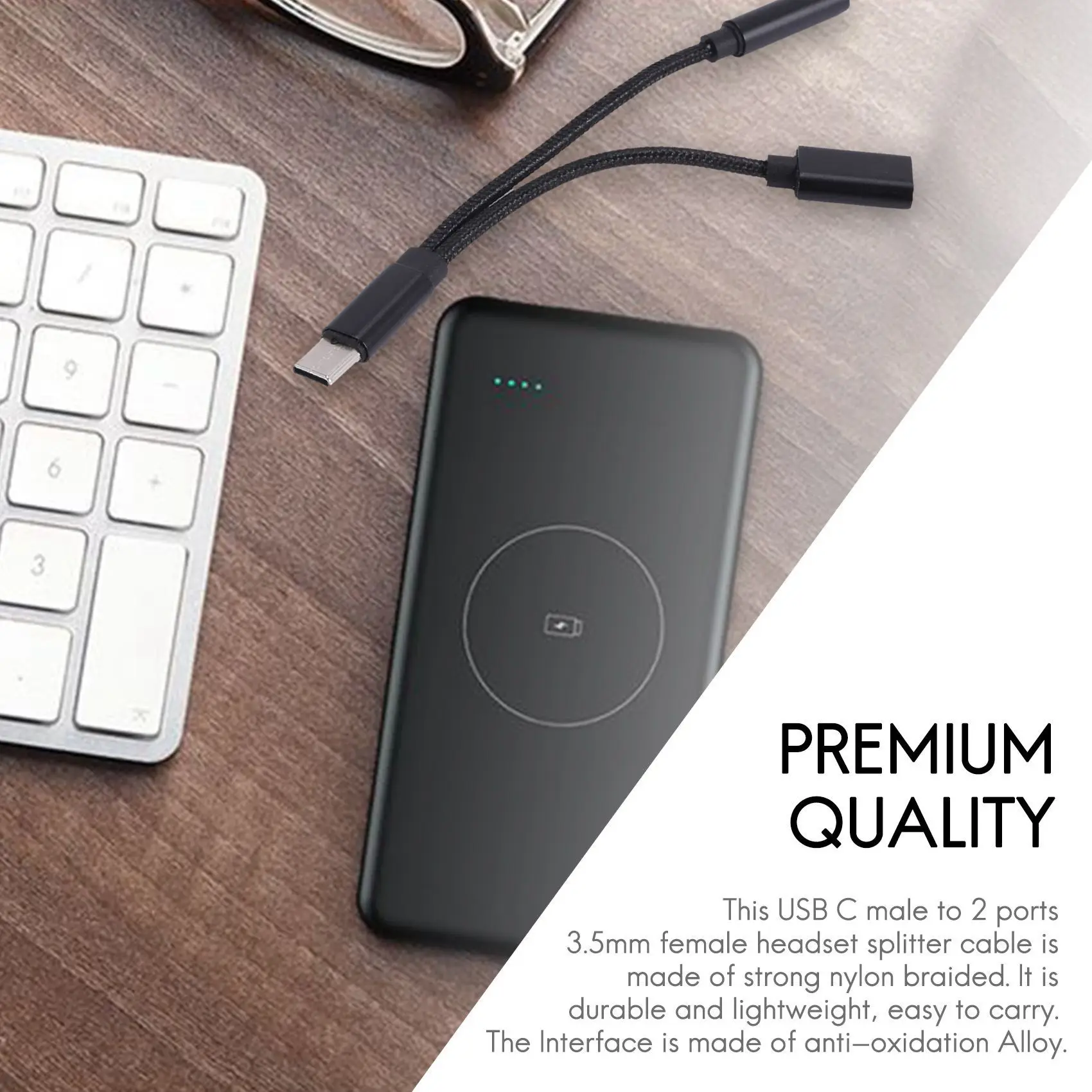Adaptor Headphone Tipe C 2 In 1 Superior-2, Konverter Pengisi Daya Audio AUX Jack Splitter USB C untuk Huawei Xiaomi