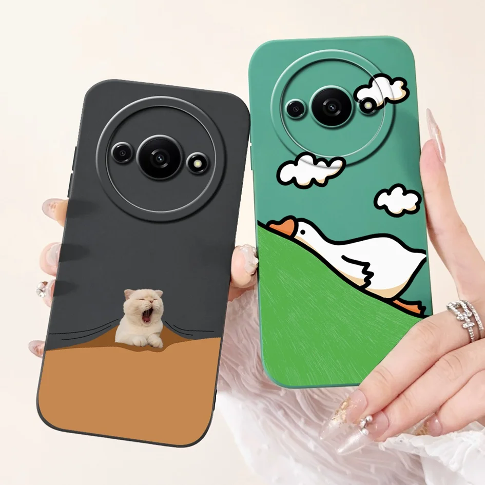 For Xiaomi Redmi A3 Case Lovely Panda Cartoon Anti-Fall Funda Soft Silicone Matte Cover For Xiomi Redmi A3 A 3 RedmiA3 4G Bumper