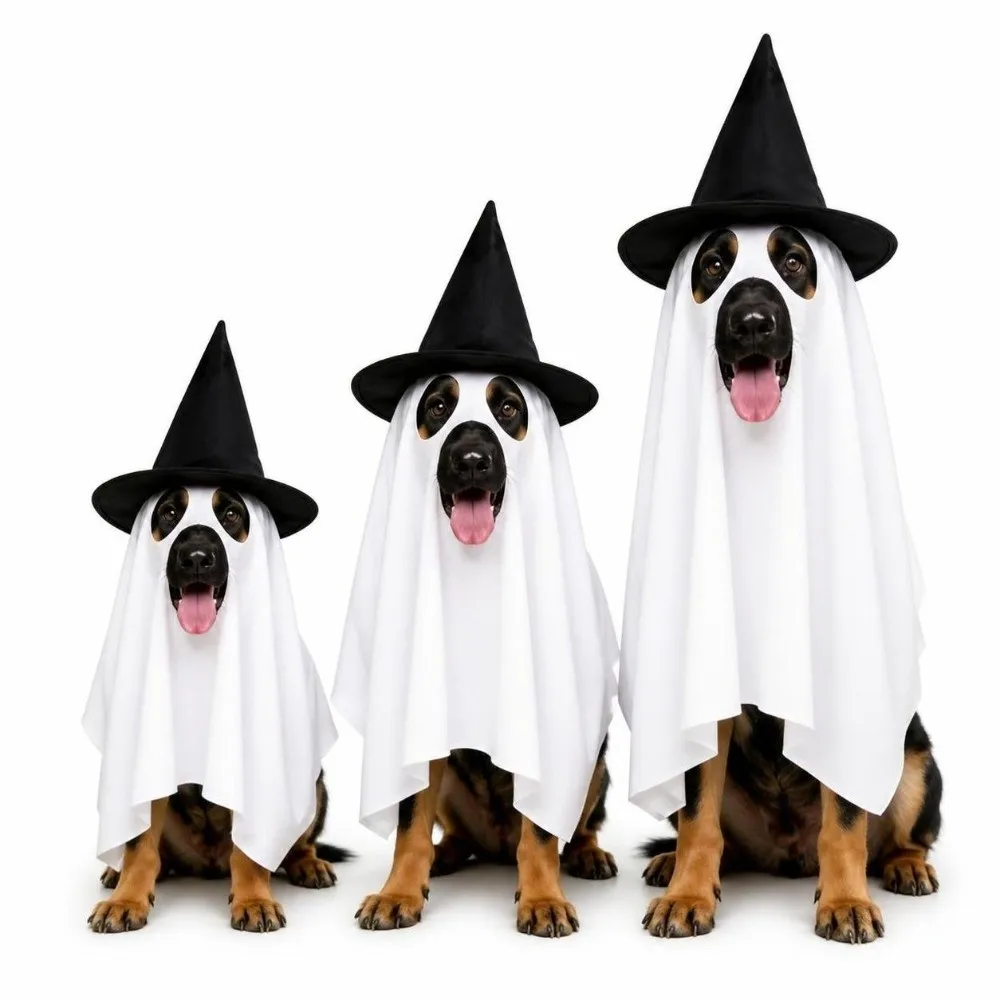 Neuheit 70*100cm Halloween-Hundekostüm Geisterkostüm Party Cosplay Locker Sitzende Hundekleidung Lustiger Niedlicher Hundemantel Cosplay Event