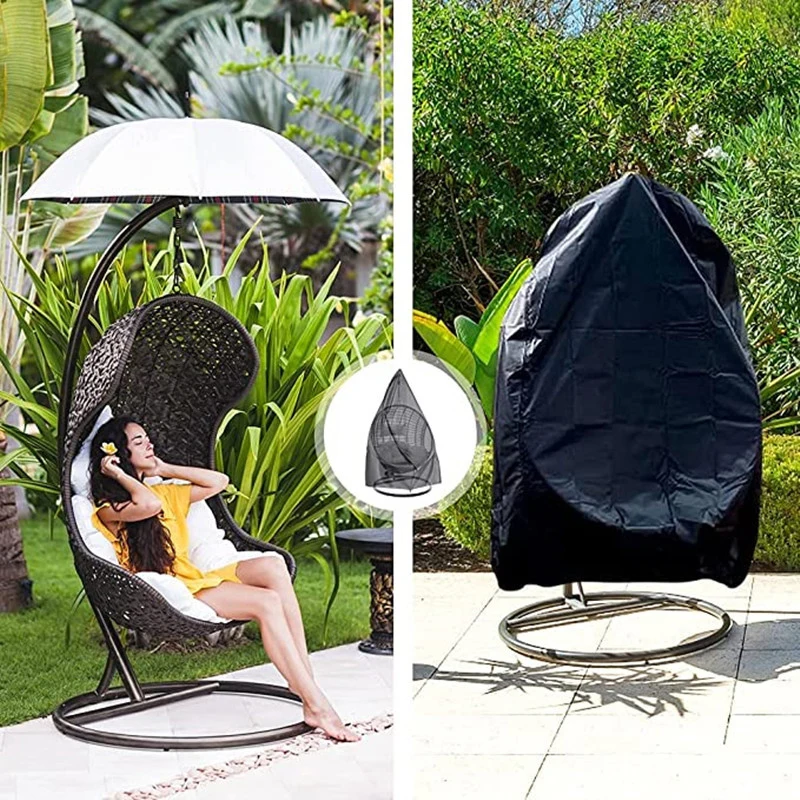 Funda para silla colgante con cremallera, Protector solar Anti UV para jardín al aire libre, silla de columpio, asiento de ratán impermeable, cubierta de muebles