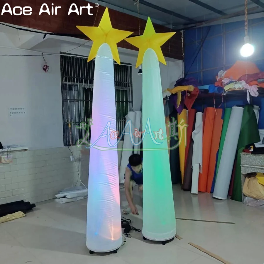 

2 PCS New Oxford Wedding Inflatable Lucky Star Column for Partying Decoration Pillar with Star On Top Glowing Magic Wand