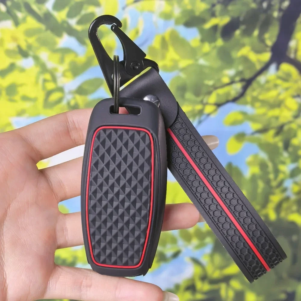 Diamond Anti-slip Remote Key Protector Silicone Fob Cover with Keychain Fit Audi A3 A4 B9 A6 A7 4K A8 E-tron Q5 Q8 C8 D5 SQ8