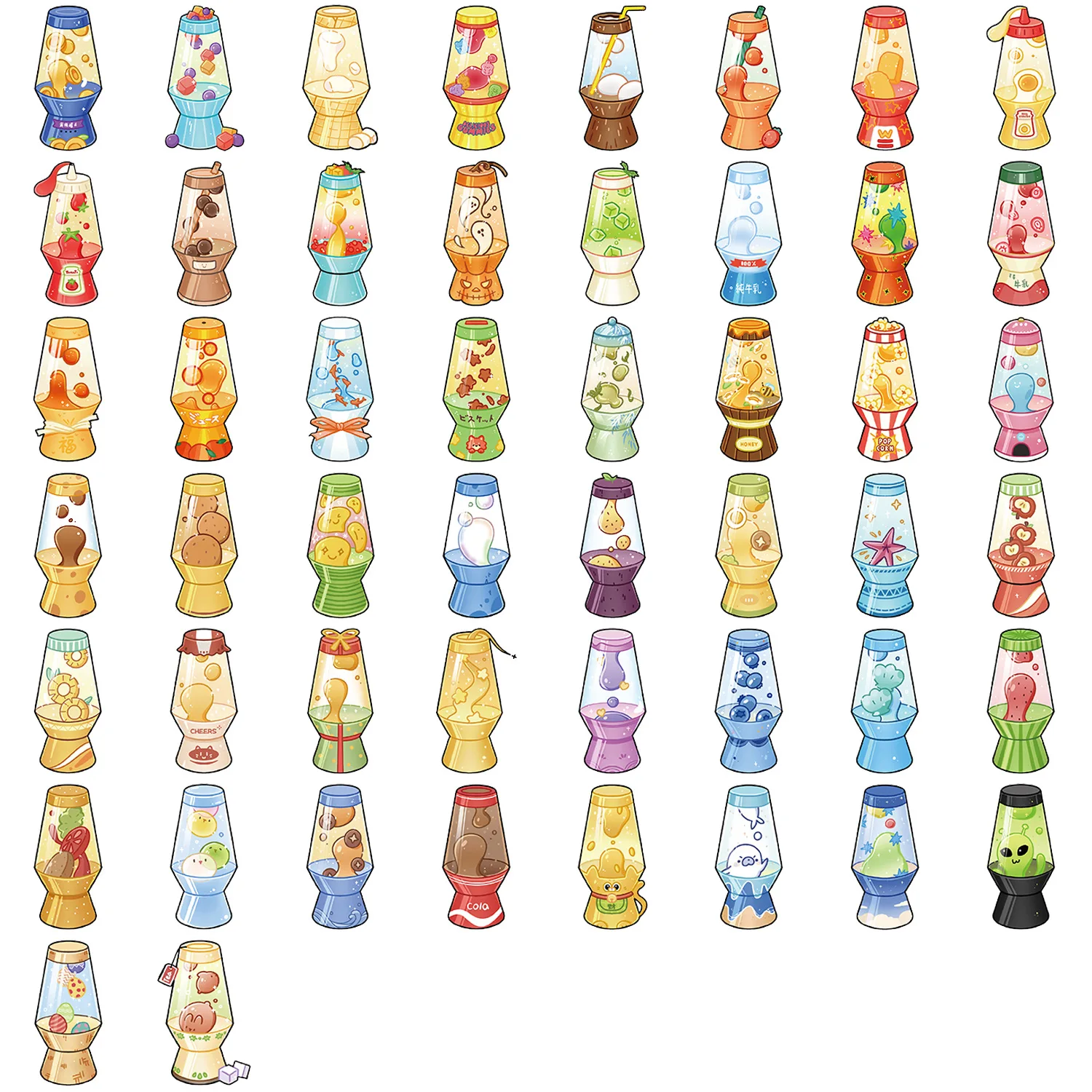 

10/50PCS Lava Lamp Graffiti Stickers Cartoon Creative for Phone Bottle Scrapbook Travel Bag DIY Aesthetic Decals Creative Gifts