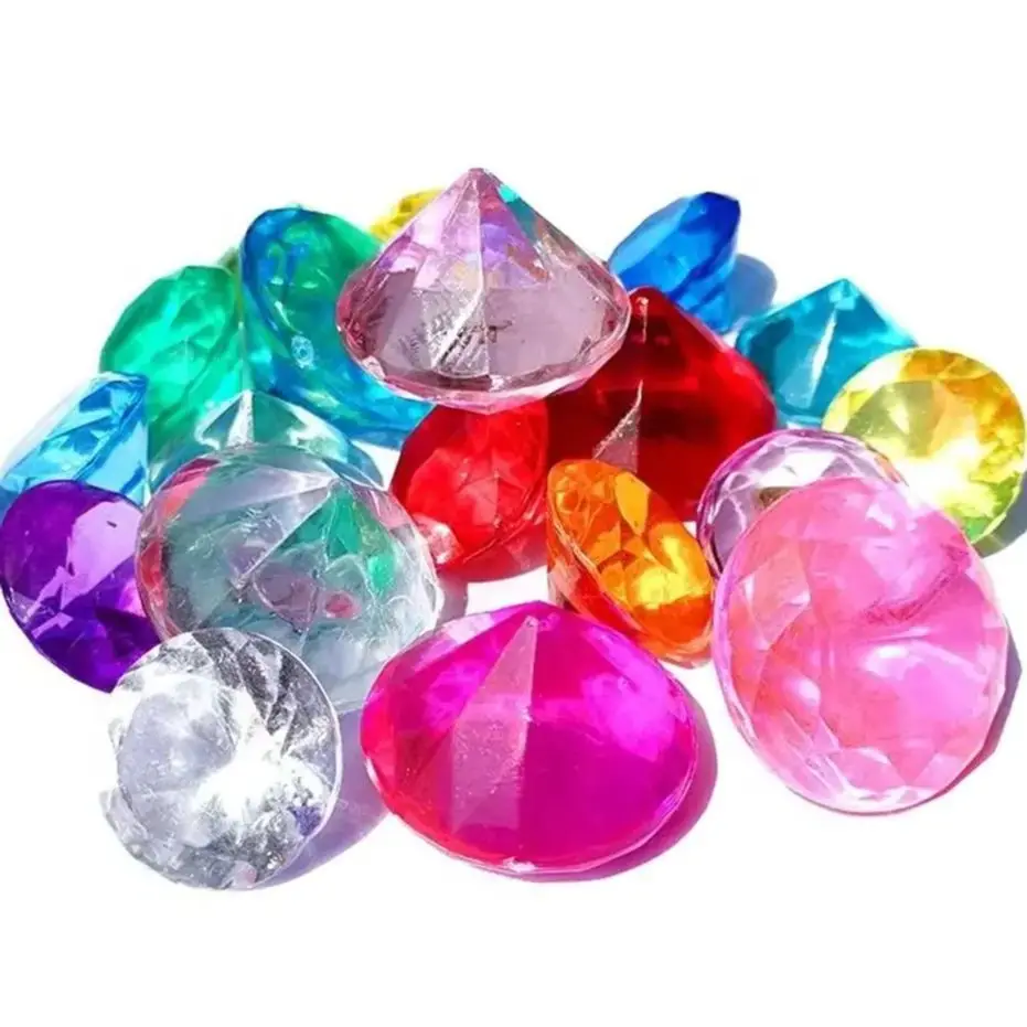 10pcs Fake Diamond Crystal Gem Toy Treasure Chest Pirate Acrylic Diy Art Craft Decorative Gift Drill Hole Or No Hole