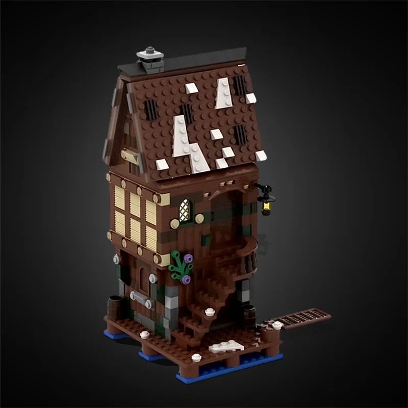 MOC-Retro House Model Building Blocks, Bricks Set, Lago, Cidade, Esgaroth, DIY, Brinquedos, Presentes para Crianças