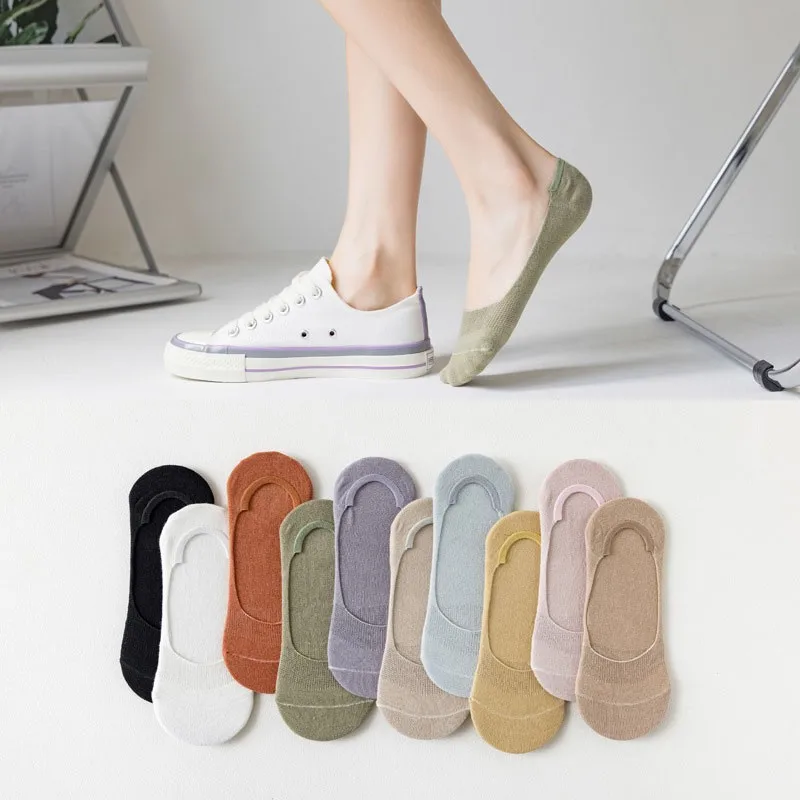 

Ankle Socks Woman Comfortable Simple Silicone Anti Drop Heel Sweat-absorbing Breathable Invisible Women's No-show Socks B105