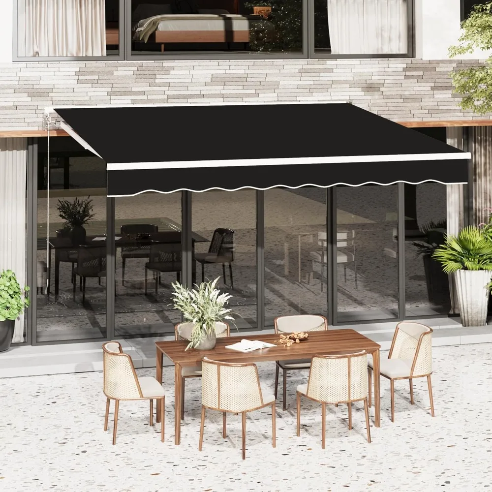 

U-MAX Awnings for Patio, 13'x9.8' Retractable Awning Cover Sun Shade Shelter, 280g/m² Premium Polyester with PU Coating Fabric O