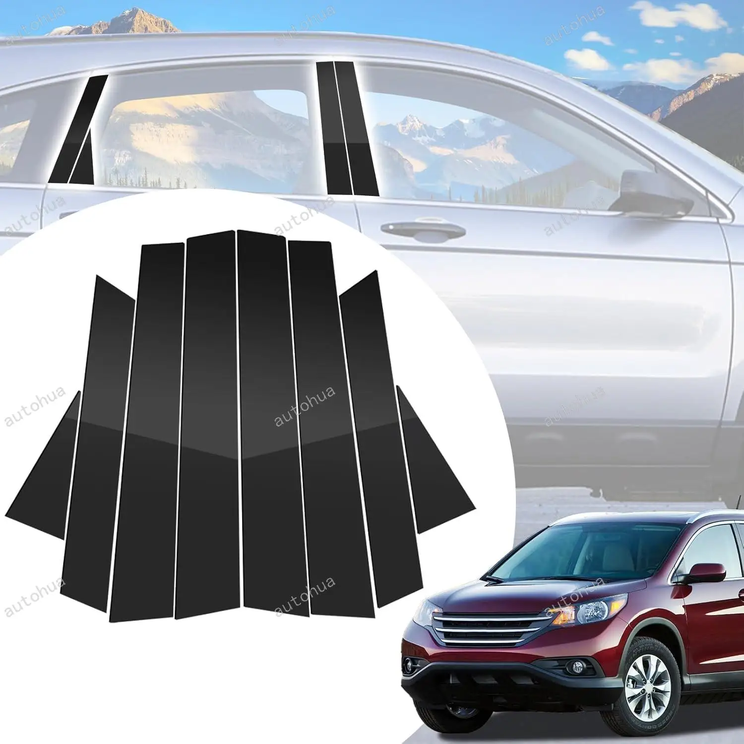 

Door Pillar Post Trim for Honda Civic 2012-2015 Side Door Pillar Anti Scratch Glossy PC Stickers Cover Moldings 6-pcs