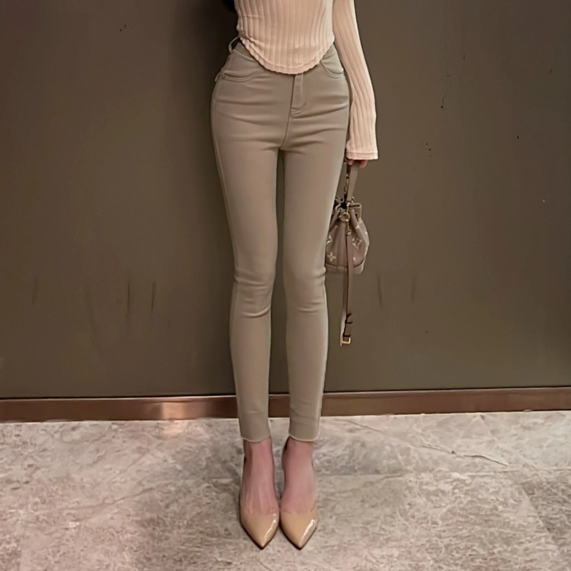 Faionable comfortabele nieuwe collectie damesjeans hoge taille slim fit potloodbroek buikcontrole trendy bootcut denim jeans