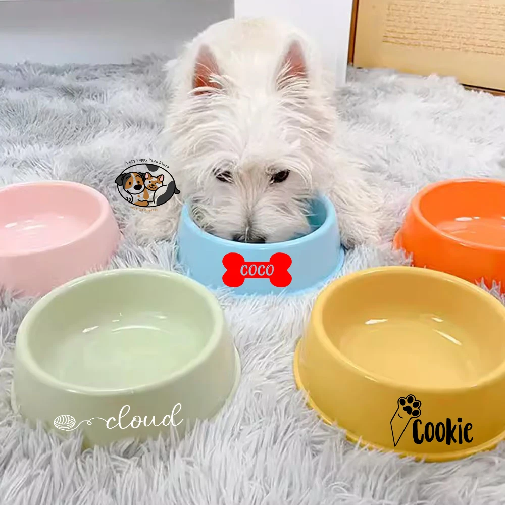 Custom Plastic Dog Bowls with Pet Name, Non-Slip, Christmas, Birthday Gifts for Pet,Personalized Pet Bowl, Feeder for Dog or Cat