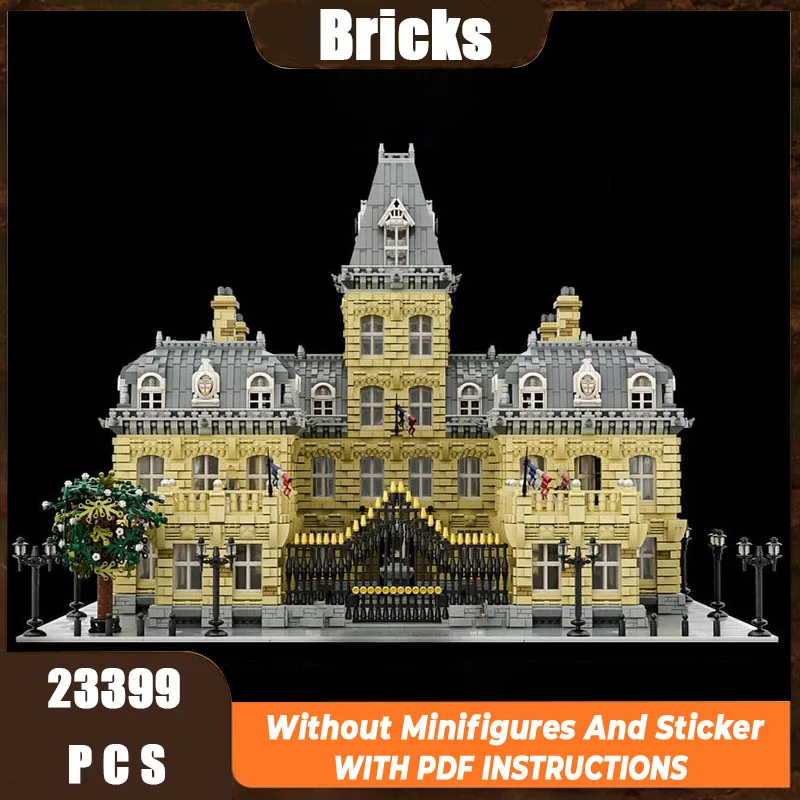 

Строительные блоки Moc, вид на улицу, французский дворец, архитектурная модель, технология, модульные строительные блоки, фестиваль, подарок, игрушка, набор «сделай сам»