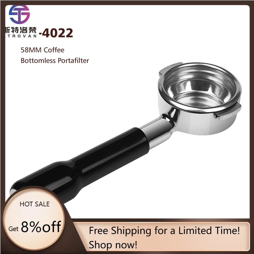 

STLF WJW Coffee Barista Tools E61 58mm Portafilter Bottomless Espresso Portafilter Suitable for E61 Group Coffee Machines