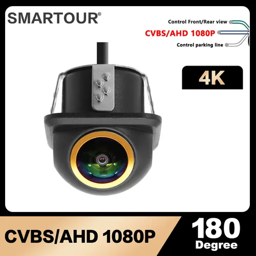 Cámara de Vista trasera de coche SMARTOUR 1080P visión nocturna marcha atrás Monitor de estacionamiento automático CCD impermeable 170 grados vídeo HD lente ojo de pez