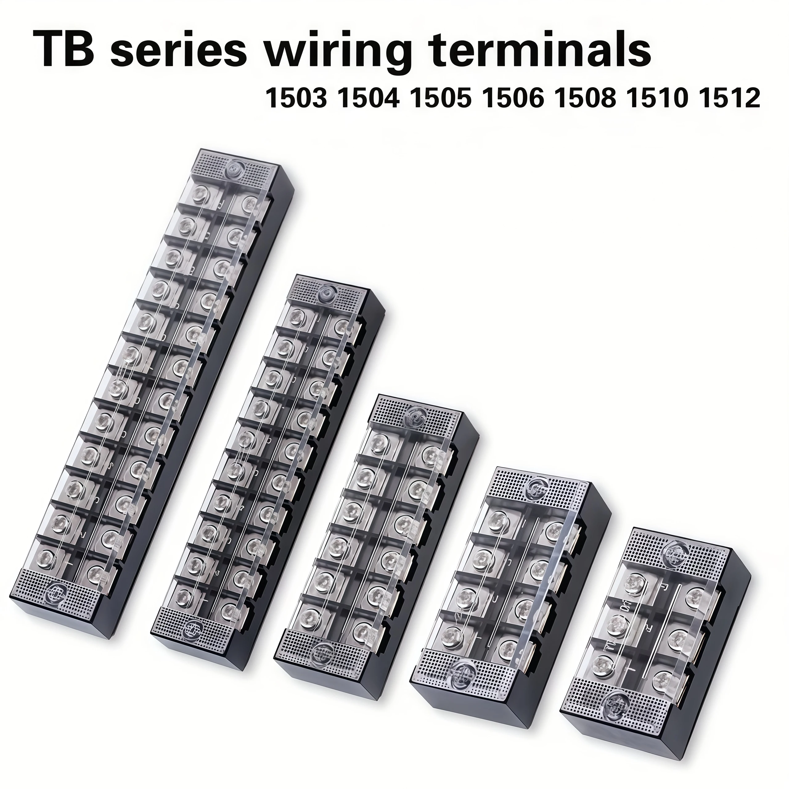 15A Double Row Terminal Block, Screw Terminal Strip, Brass Contact Wire Connector, 3/4/5/6/8 Positions, Durable Plastic Housing