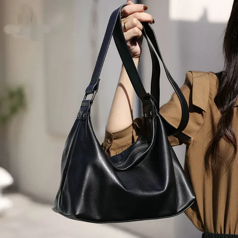 

Soft Leather Minimalist Shoulder Bag 2025 Neutral Large Capacity Leather Crossbody Designer Luxury Bag