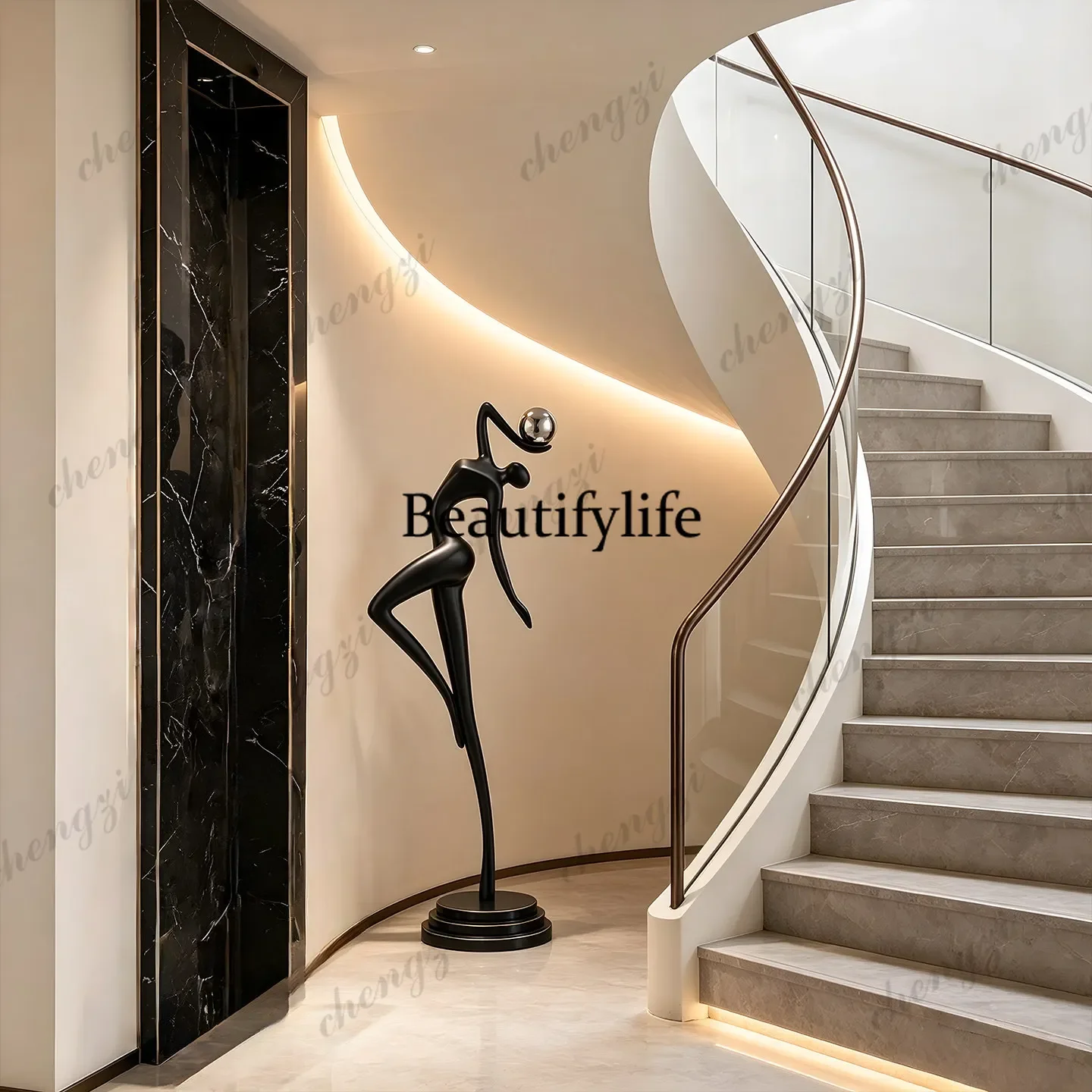 Asmt114Italian minimalist art sculpture vertical height ornament living room entrance entrance niche light luxury high-end human