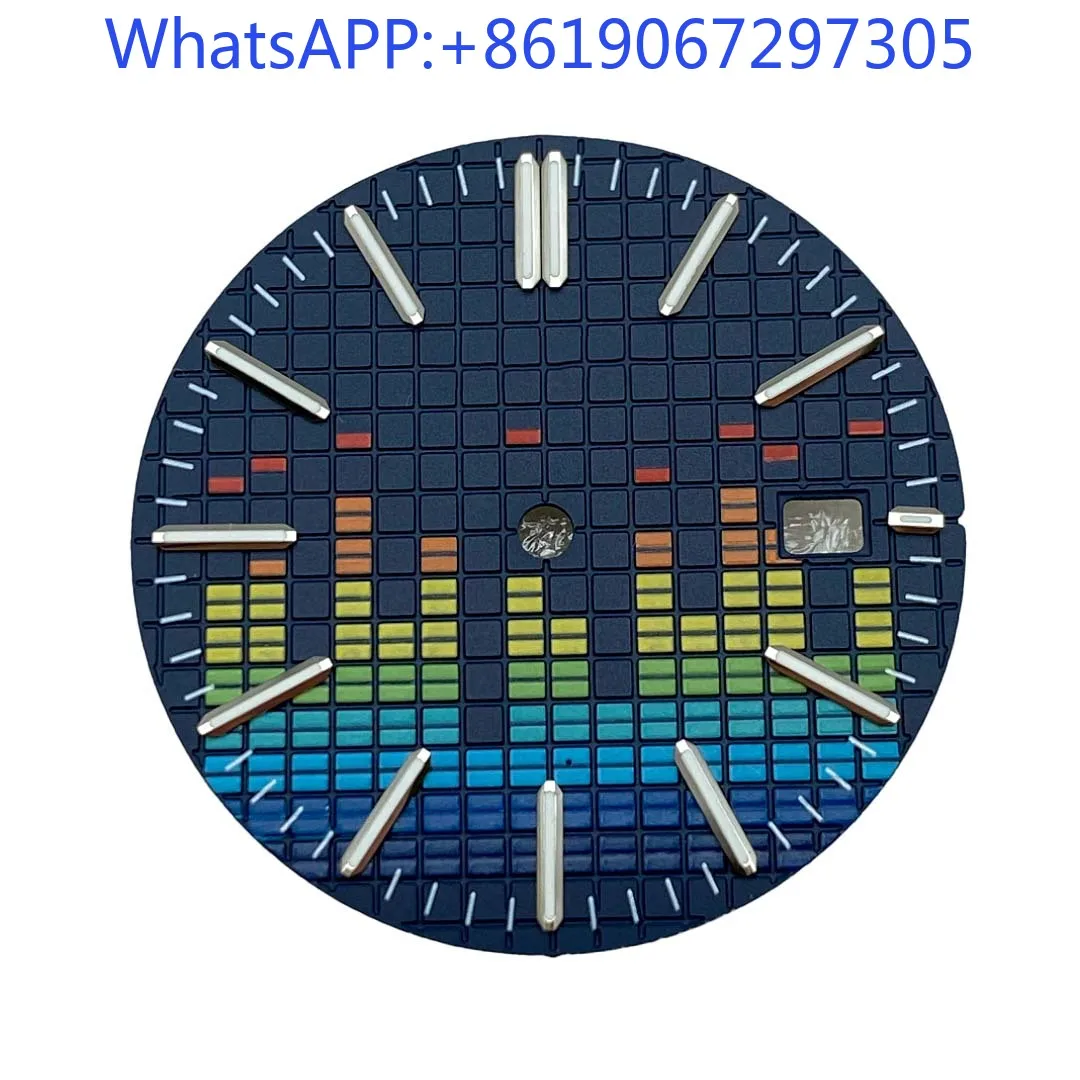 Pixel Waffle Matte Texture Musical Rhythm Green lume  Watch Dial Suitable for NH35/36/4R/7S Automatic Movement Mod Parts